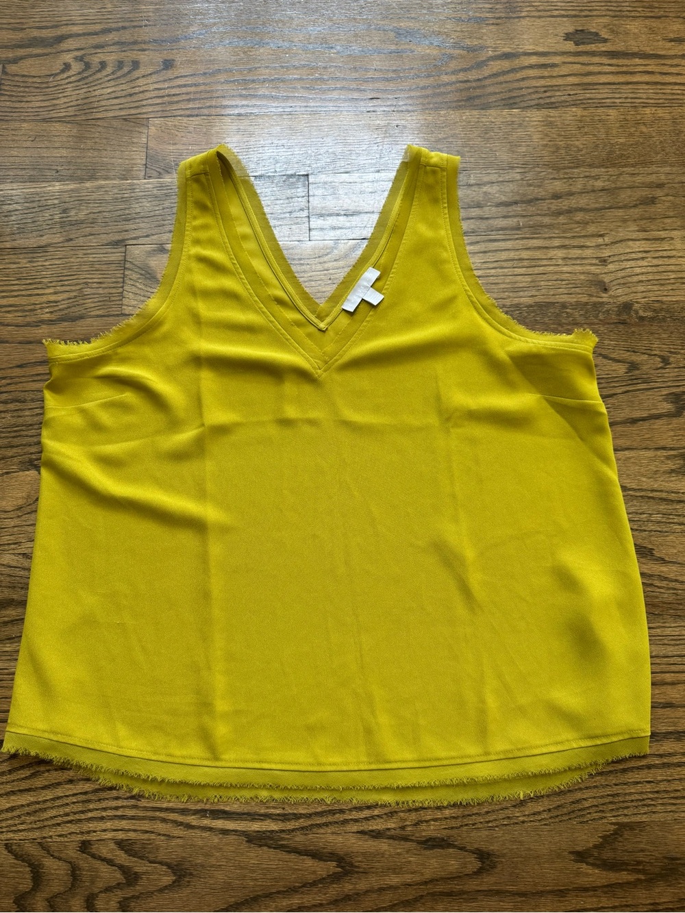 Chelsea28 Mustard Yellow V-Neck Raw Edge Tank Top Size XL